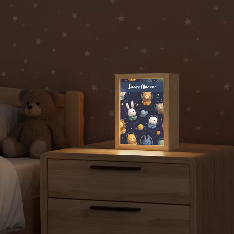 Dieren - Sterrenhemel - Ruimte Light Box met kabel (Kinderlampje) klein -sfeer1_kind
