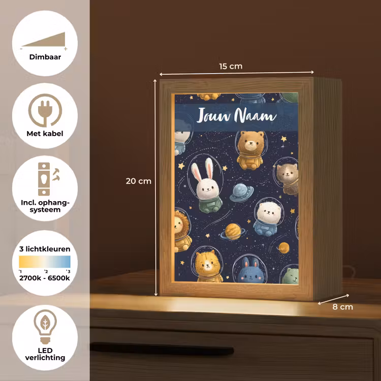 Dieren - Sterrenhemel - Ruimte Light Box met kabel (Kinderlampje) klein -USP_NL