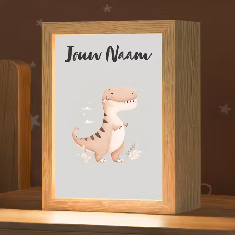 Dino - Blauw - Bloemen Light Box met kabel (Kinderlampje) klein -zzz_3d_website