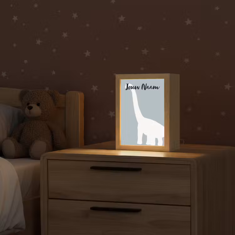 Dino - Brachiosaurus - Dinosaurus - Blauw Light Box met kabel (Kinderlampje) klein -sfeer1_kind