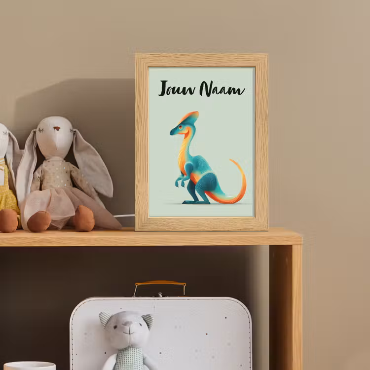 Dino - Cartoon - Oranje - Poten Light Box met kabel (Kinderlampje) klein -sfeer2_kind