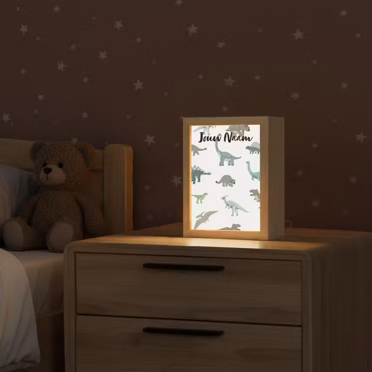 Dino - Groen - Jongens - Dinosaurus - Blauw Light Box met kabel (Kinderlampje) klein -sfeer1_kind