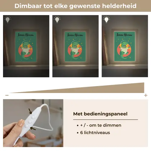 Dino - Groen - Planeet Light Box met kabel (Kinderlampje) klein -USP_dimbaarNL