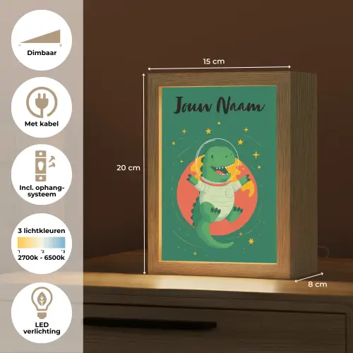 Dino - Groen - Planeet Light Box met kabel (Kinderlampje) klein -USP_NL
