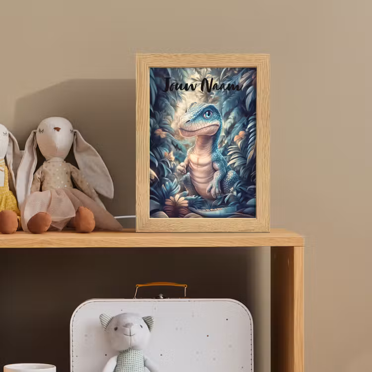 Dino - Jungle - Blauw Light Box met kabel (Kinderlampje) klein -sfeer2_kind