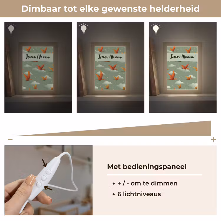 Dino - Oranje - Patroon - Wolken Light Box met kabel (Kinderlampje) klein -USP_dimbaarNL