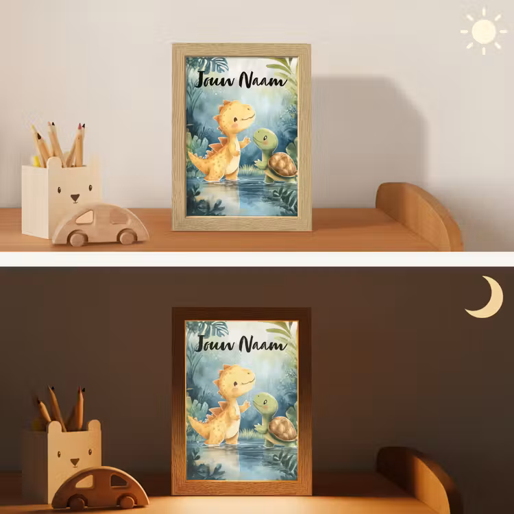 Dino - Schildpad - Jungle Light Box met kabel (Kinderlampje) klein -sfeer3_kind