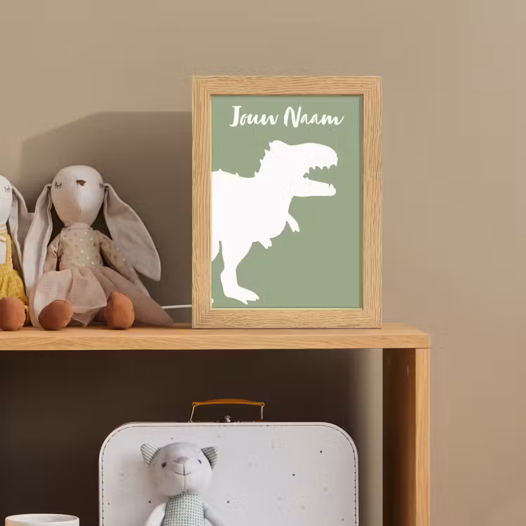 Dino - T-rex - Dinosaurus - Groen - Tyrannosaurus rex Light Box met kabel (Kinderlampje) klein -sfeer2_kind