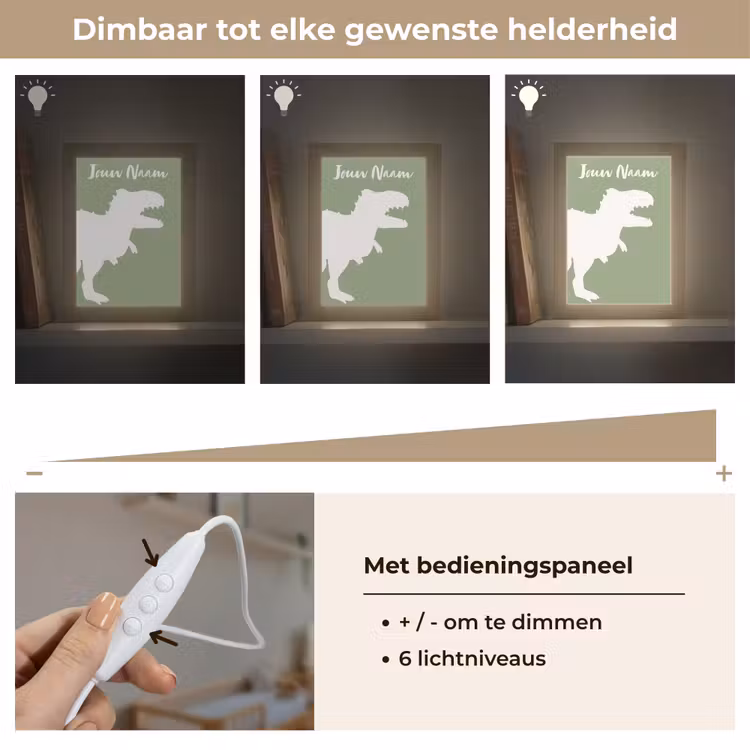 Dino - T-rex - Dinosaurus - Groen - Tyrannosaurus rex Light Box met kabel (Kinderlampje) klein -USP_dimbaarNL