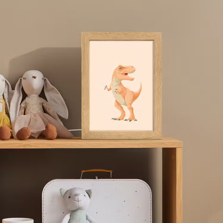 Dino - T-Rex - Oranje Light Box met kabel (Kinderlampje) klein -sfeer2_kind