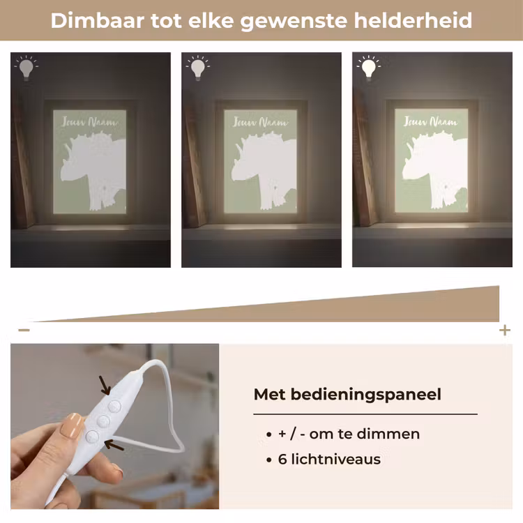 Dino - Triceratops - Dinosaurus - Groen Light Box met kabel (Kinderlampje) klein -USP_dimbaarNL
