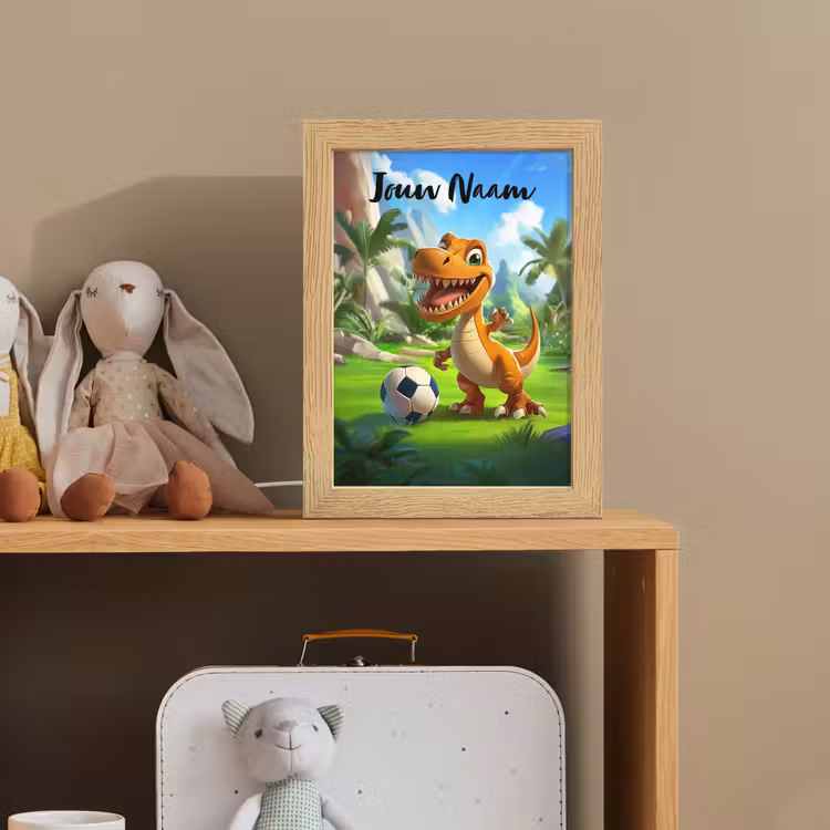 Dino - Voetbal - Groen Light Box met kabel (Kinderlampje) klein -sfeer2_kind