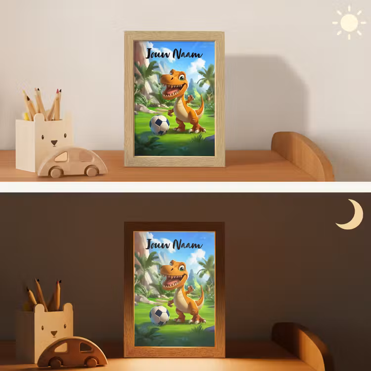 Dino - Voetbal - Groen Light Box met kabel (Kinderlampje) klein -sfeer3_kind