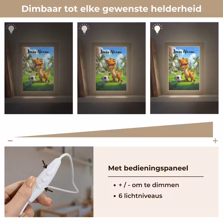 Dino - Voetbal - Groen Light Box met kabel (Kinderlampje) klein -USP_dimbaarNL