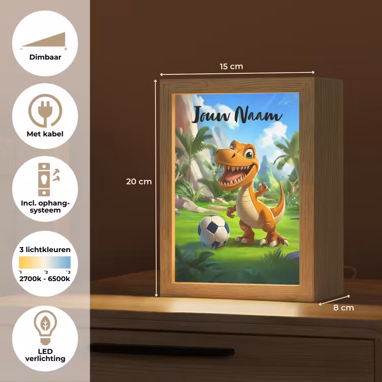 Dino - Voetbal - Groen Light Box met kabel (Kinderlampje) klein -USP_NL