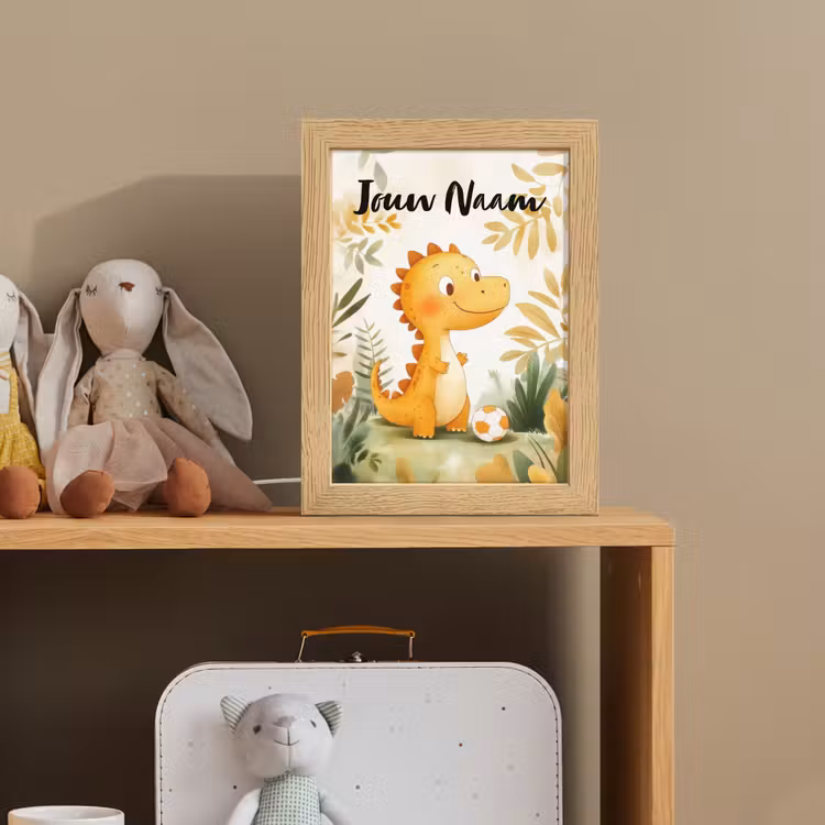 Dino - Voetbal - Oranje Light Box met kabel (Kinderlampje) klein -sfeer2_kind