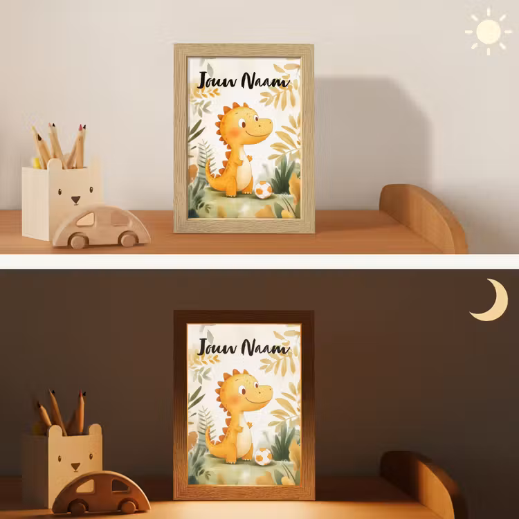 Dino - Voetbal - Oranje Light Box met kabel (Kinderlampje) klein -sfeer3_kind
