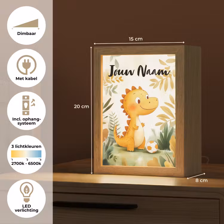 Dino - Voetbal - Oranje Light Box met kabel (Kinderlampje) klein -USP_NL