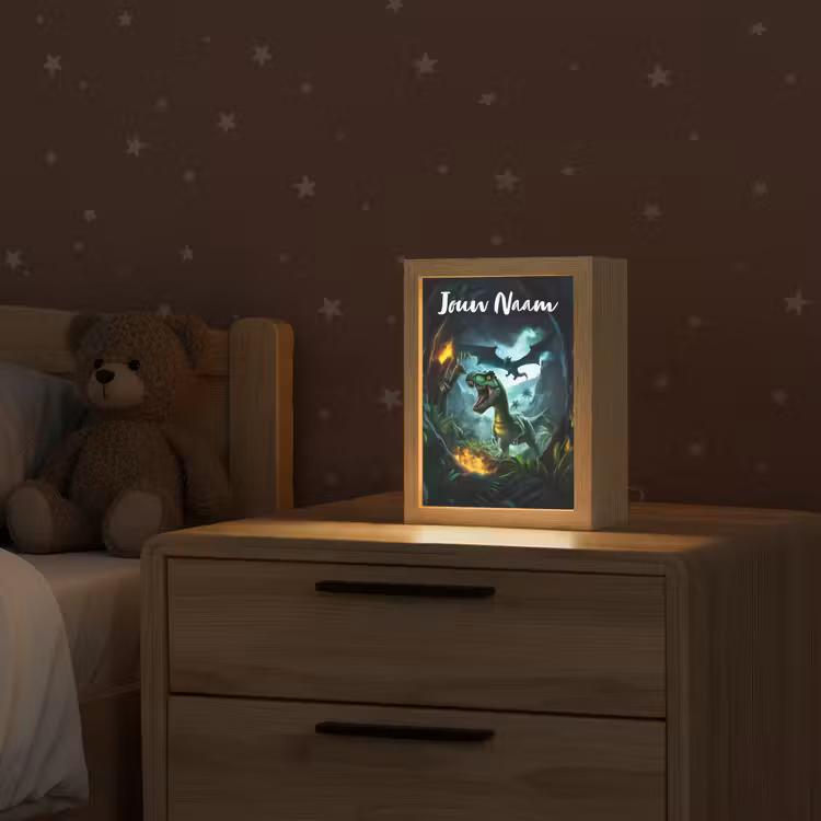 Dinosaurus - Draak - Jungle - Groen Light Box met kabel (Kinderlampje) klein -sfeer1_kind