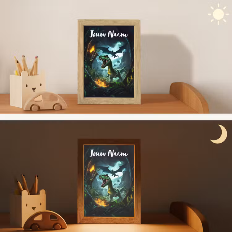 Dinosaurus - Draak - Jungle - Groen Light Box met kabel (Kinderlampje) klein -sfeer3_kind