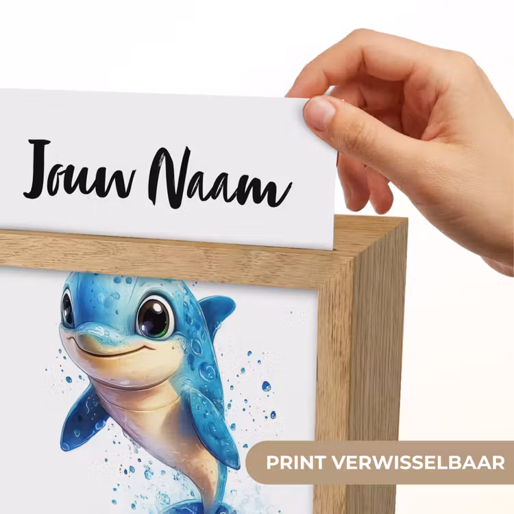 Dolfijn - Blauw - Water - Druppels Light Box met kabel (Kinderlampje) klein -USP_websiteprintNL