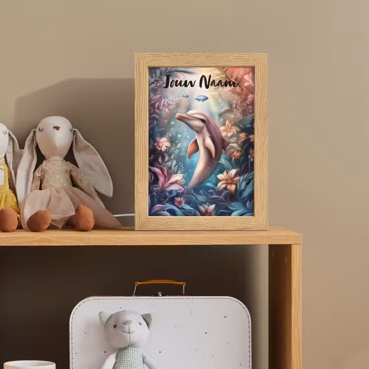 Dolfijn - Vissen - Onderwaterwereld - Bloemen Light Box met kabel (Kinderlampje) klein -sfeer2_kind