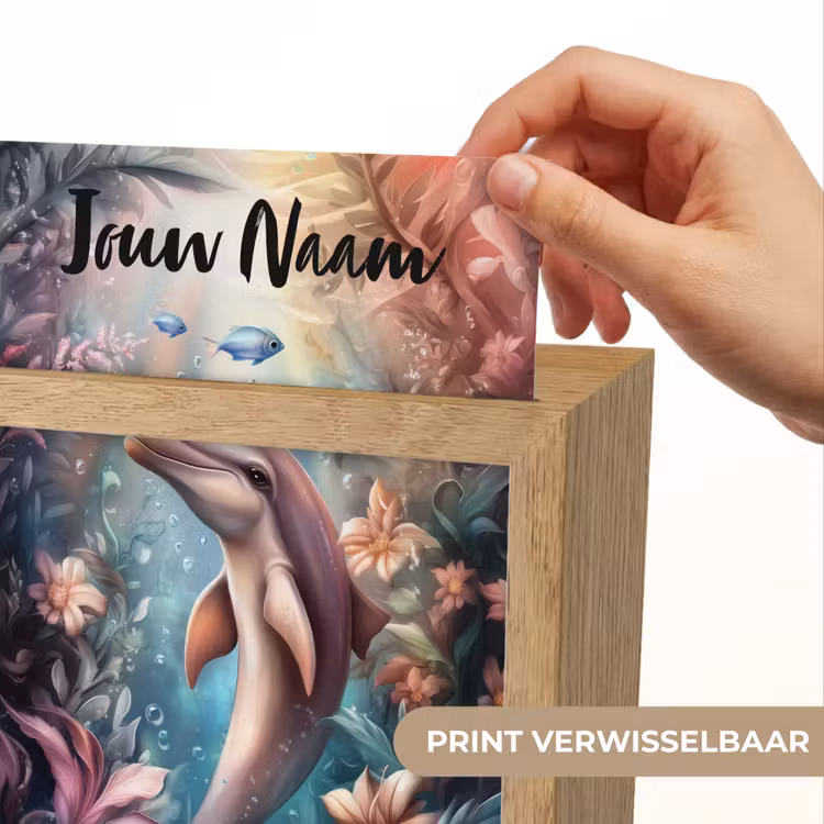 Dolfijn - Vissen - Onderwaterwereld - Bloemen Light Box met kabel (Kinderlampje) klein -USP_websiteprintNL
