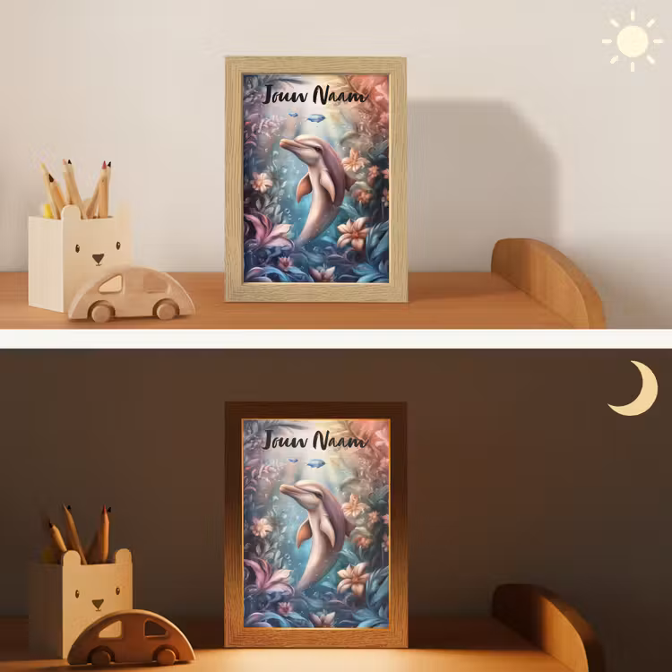 Dolfijn - Vissen - Onderwaterwereld - Bloemen Light Box met kabel (Kinderlampje) klein -sfeer3_kind