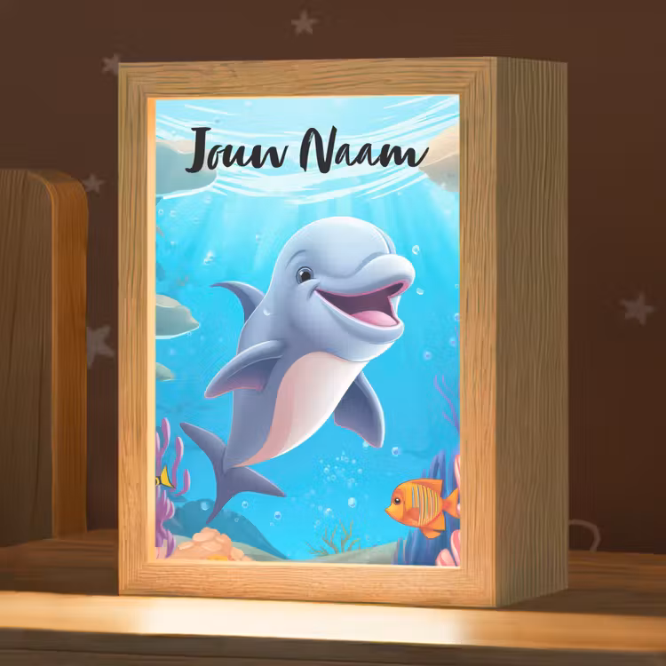 Dolfijn - Zeedieren - Onderwater - Kinderen - Meisjes Light Box met kabel (Kinderlampje) klein -zzz_3d_website