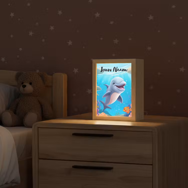 Dolfijn - Zeedieren - Onderwater - Kinderen - Meisjes Light Box met kabel (Kinderlampje) klein -sfeer1_kind