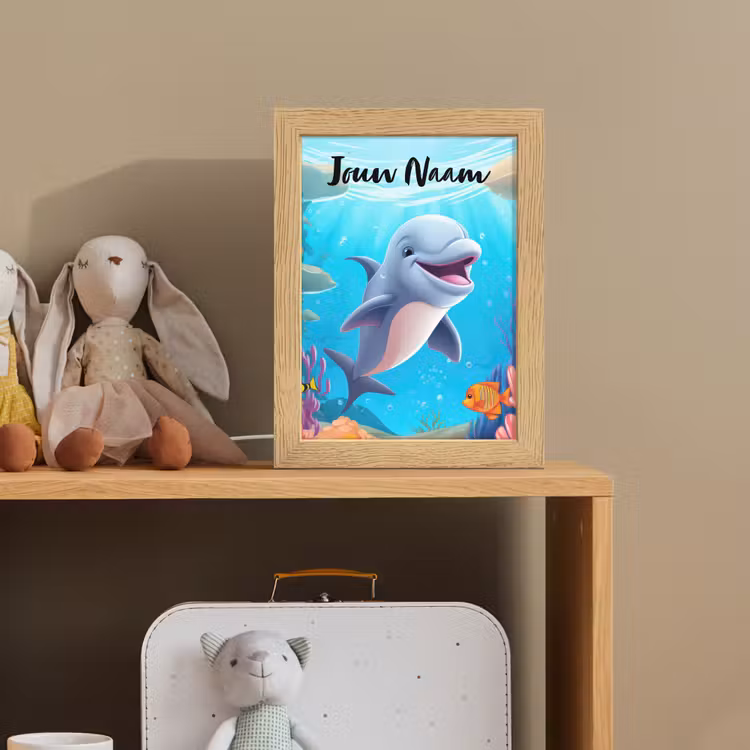 Dolfijn - Zeedieren - Onderwater - Kinderen - Meisjes Light Box met kabel (Kinderlampje) klein -sfeer2_kind