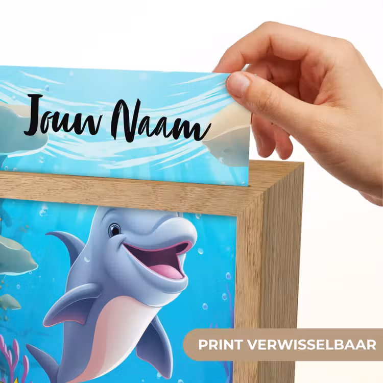 Dolfijn - Zeedieren - Onderwater - Kinderen - Meisjes Light Box met kabel (Kinderlampje) klein -USP_websiteprintNL
