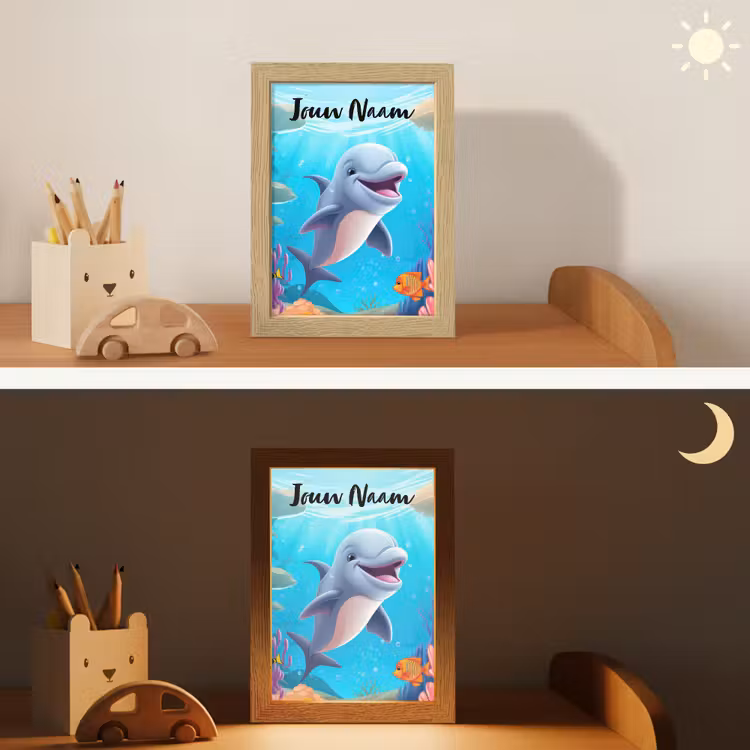 Dolfijn - Zeedieren - Onderwater - Kinderen - Meisjes Light Box met kabel (Kinderlampje) klein -sfeer3_kind