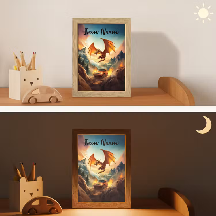 Draak - Auto - Bergen - Vuur Light Box met kabel (Kinderlampje) klein -sfeer3_kind