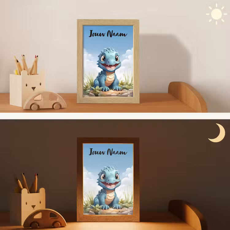 Draak - Blauw - Jongens - Kinderen Light Box met kabel (Kinderlampje) klein -sfeer3_kind