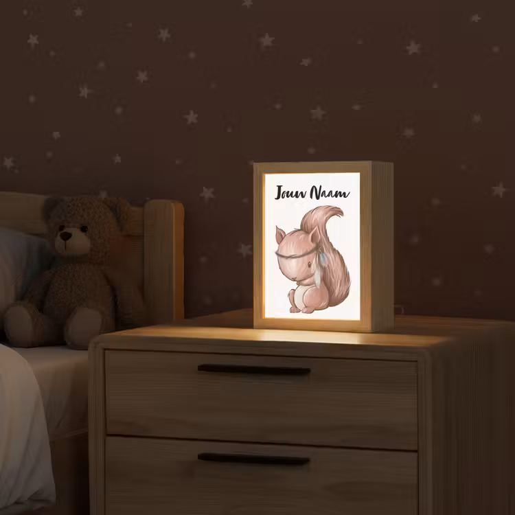 Eekhoorn - Dier - Bosdieren - Bruin Light Box met kabel (Kinderlampje) klein -sfeer1_kind