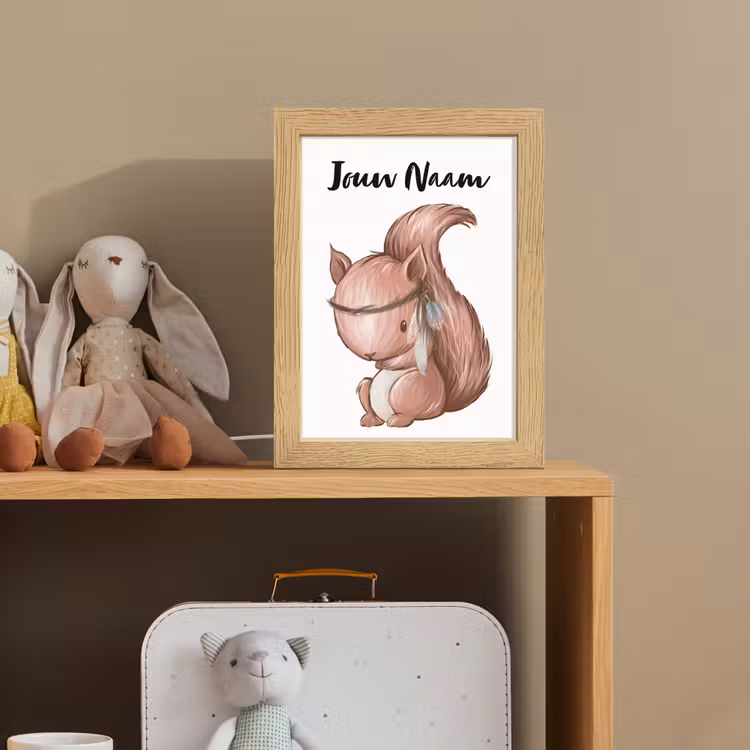 Eekhoorn - Dier - Bosdieren - Bruin Light Box met kabel (Kinderlampje) klein -sfeer2_kind