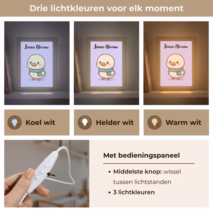 Eend - Paars - Sjaal Light Box met kabel (Kinderlampje) klein -USP_lichtkleurNL