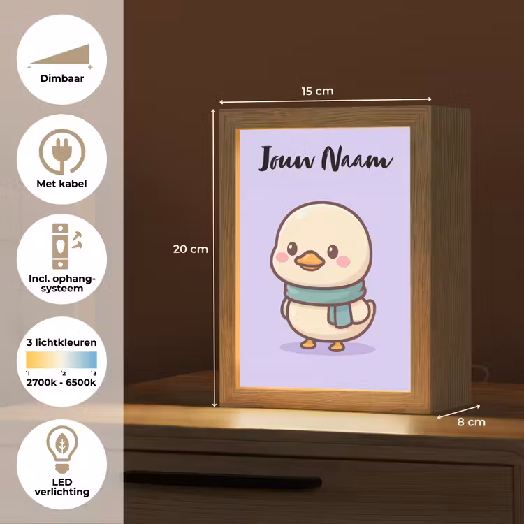 Eend - Paars - Sjaal Light Box met kabel (Kinderlampje) klein -USP_NL