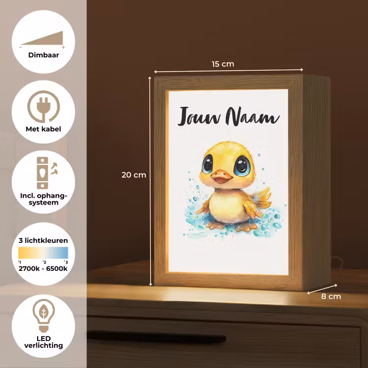 Eendje - Badeend - Geel Light Box met kabel (Kinderlampje) klein -USP_NL