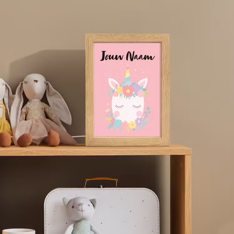 Eenhoorn - Bloemen - Roze Light Box met kabel (Kinderlampje) klein -sfeer2_kind