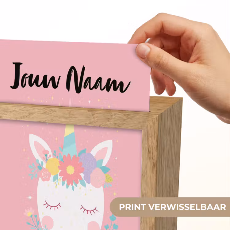 Eenhoorn - Bloemen - Roze Light Box met kabel (Kinderlampje) klein -USP_websiteprintNL
