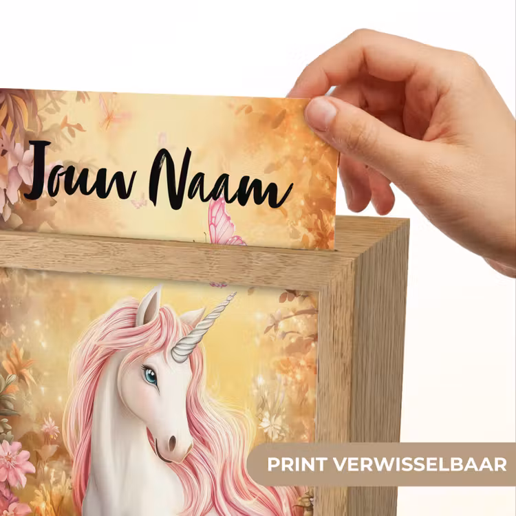 Eenhoorn - Bloemen - Vlinder - Roze Light Box met kabel (Kinderlampje) klein -USP_websiteprintNL