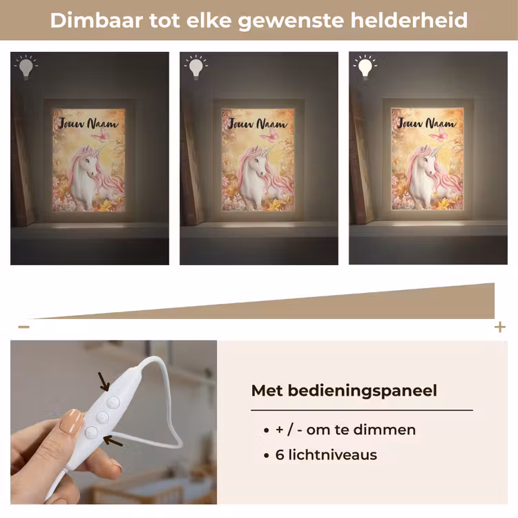 Eenhoorn - Bloemen - Vlinder - Roze Light Box met kabel (Kinderlampje) klein -USP_dimbaarNL