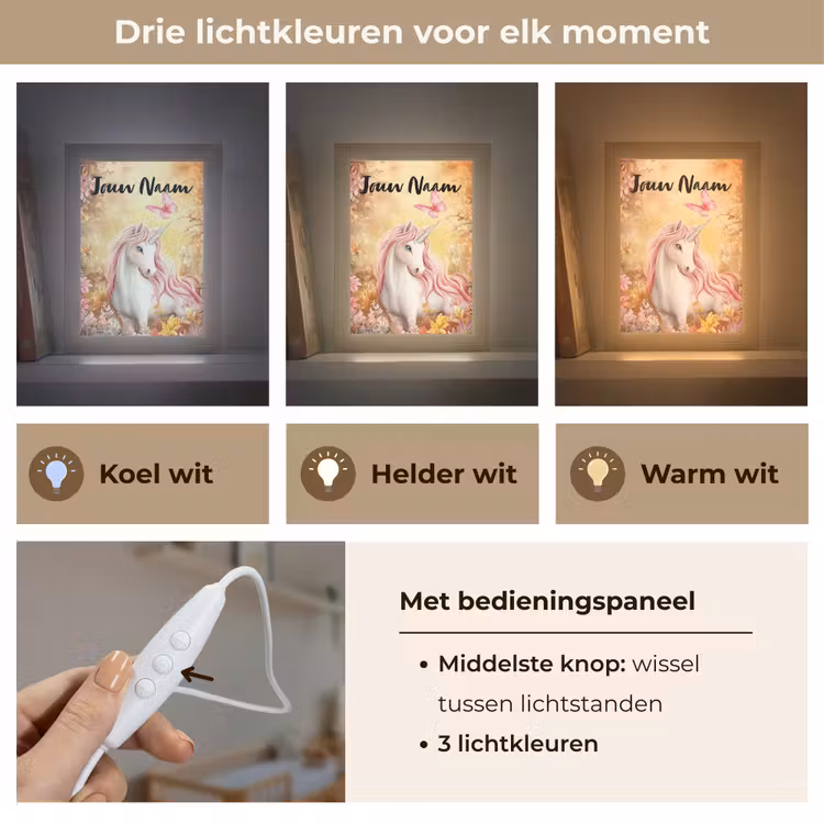 Eenhoorn - Bloemen - Vlinder - Roze Light Box met kabel (Kinderlampje) klein -USP_lichtkleurNL