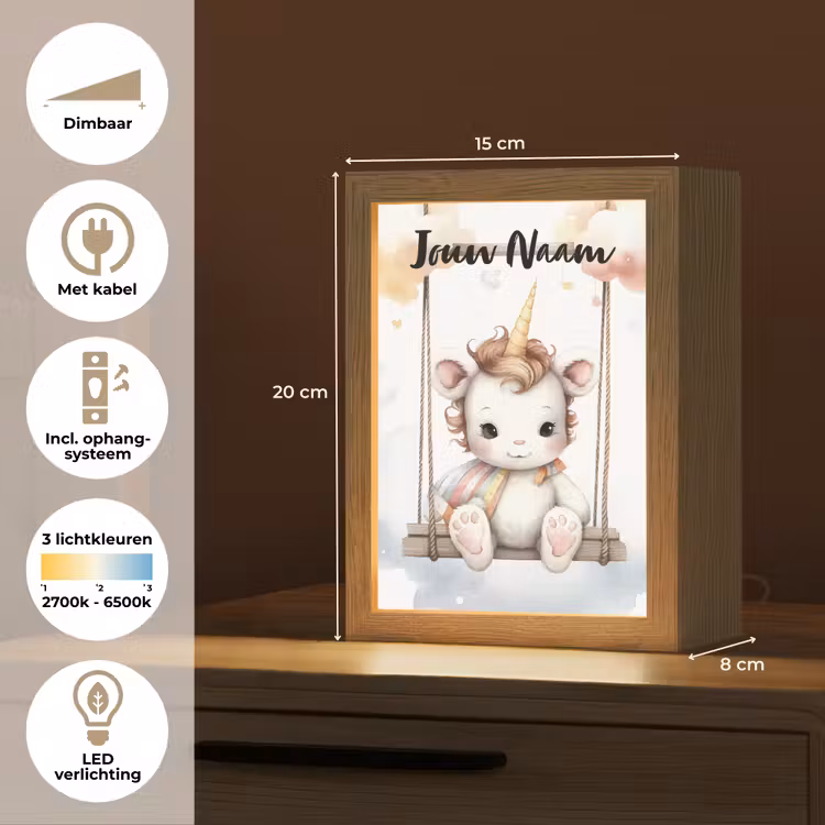 Eenhoorn - Dier - Kinderen - Unicorn Light Box met kabel (Kinderlampje) klein -USP_NL