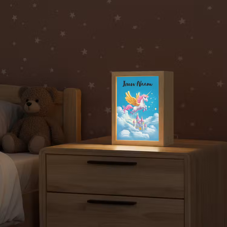 Eenhoorn - Fantasie - Kasteel Light Box met kabel (Kinderlampje) klein -sfeer1_kind