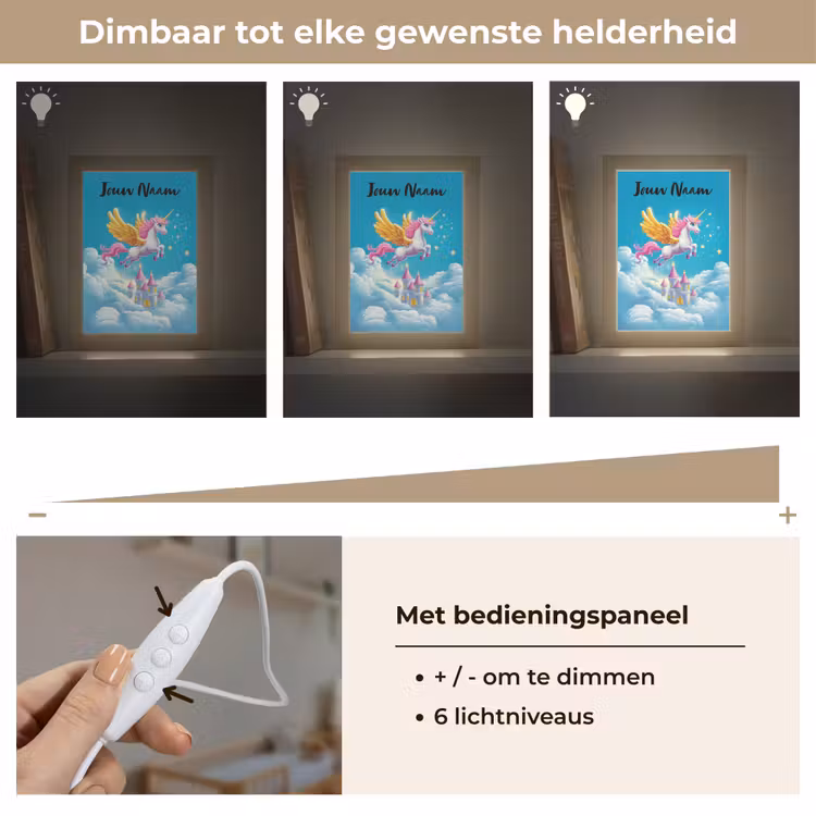 Eenhoorn - Fantasie - Kasteel Light Box met kabel (Kinderlampje) klein -USP_dimbaarNL