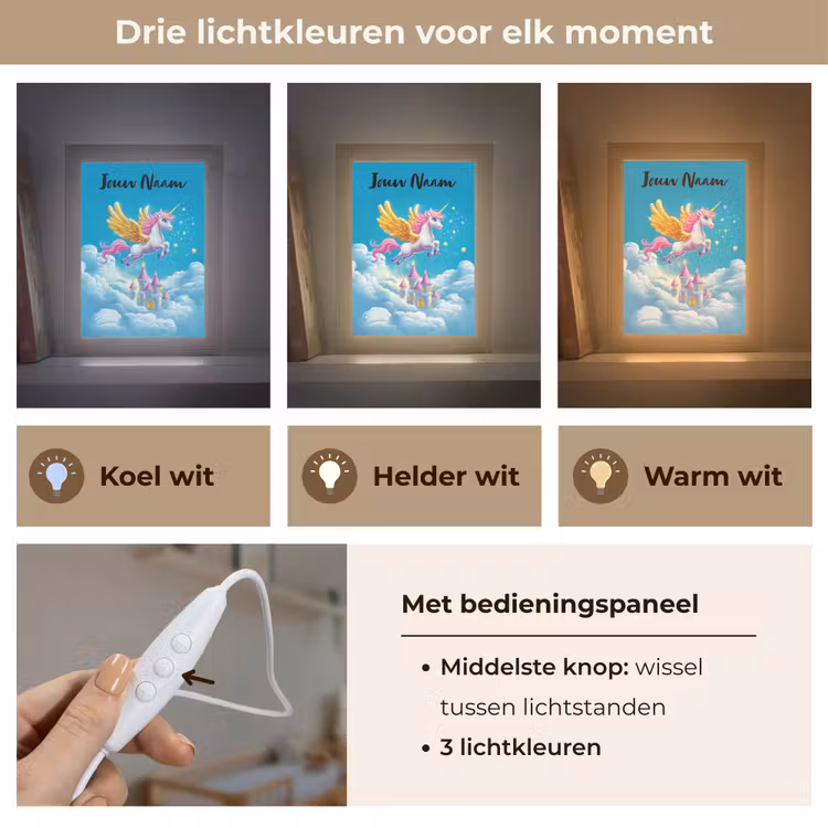 Eenhoorn - Fantasie - Kasteel Light Box met kabel (Kinderlampje) klein -USP_lichtkleurNL