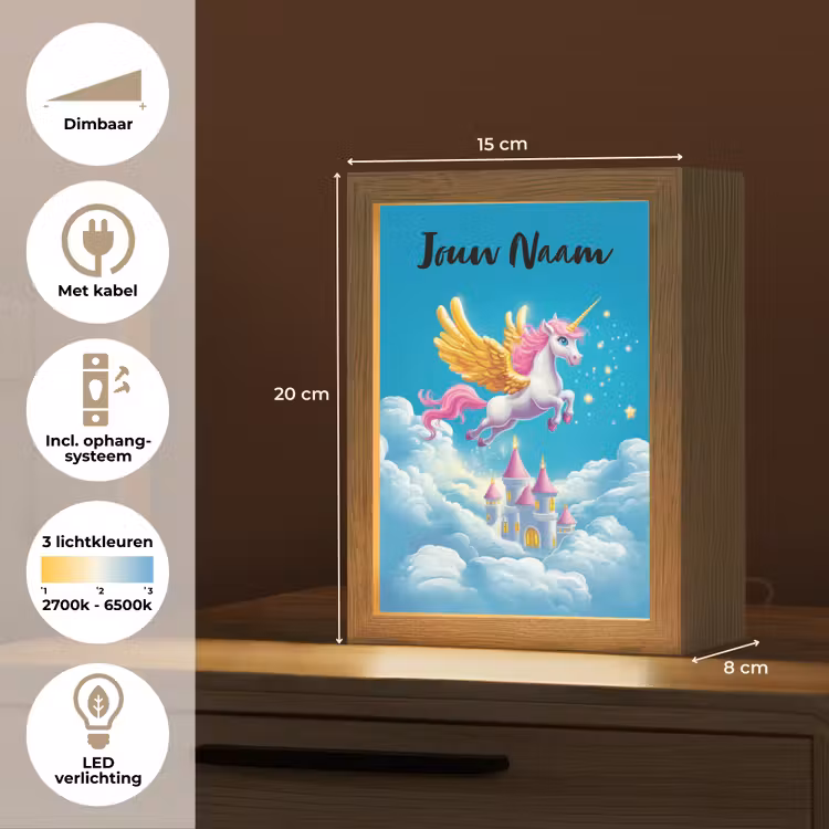 Eenhoorn - Fantasie - Kasteel Light Box met kabel (Kinderlampje) klein -USP_NL